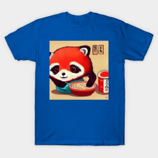 Kawaii Red Panda Eating Ramen T-Shirt